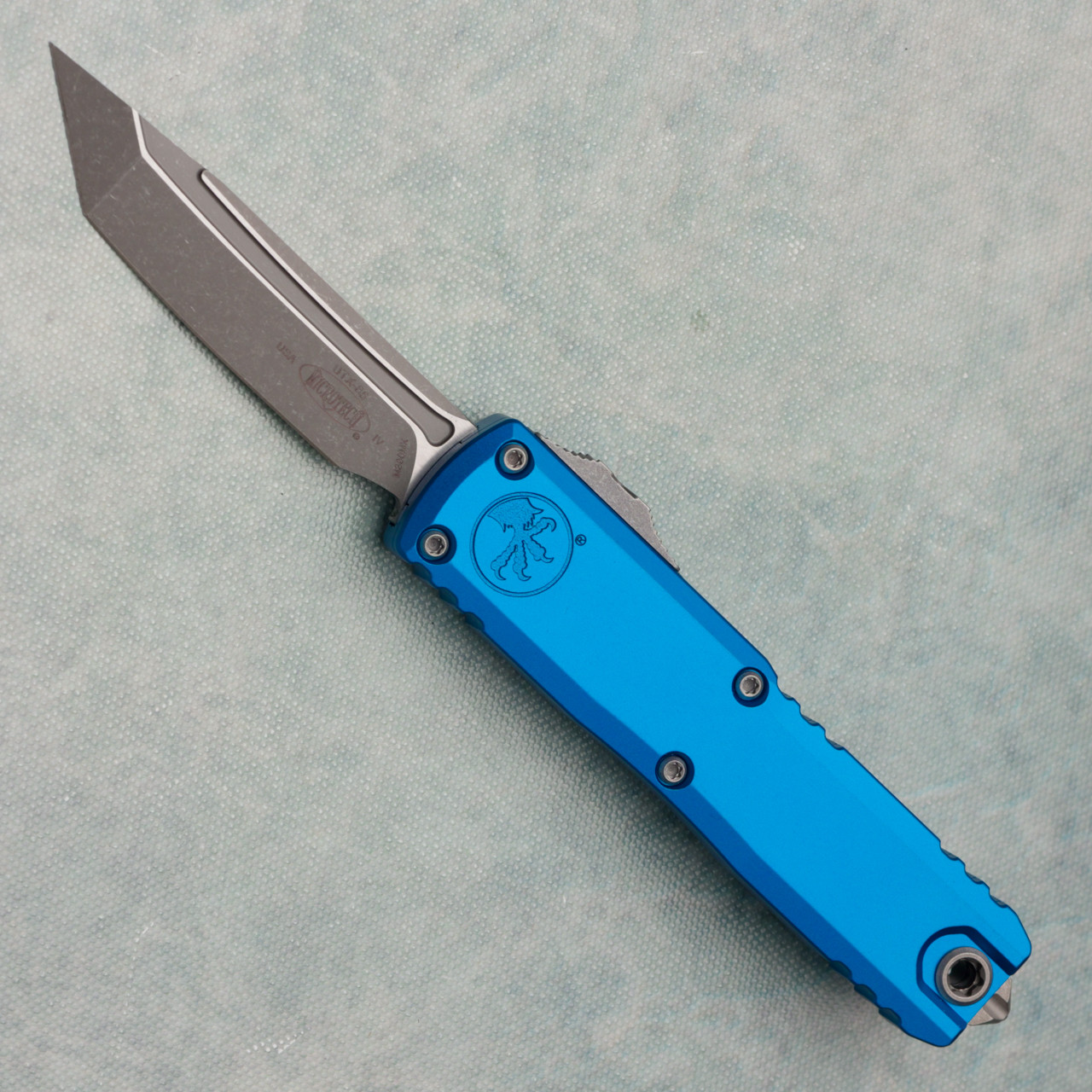 Microtech UTX-85 Gen IV T/E Blue Handle Apocalyptic Standard Blade