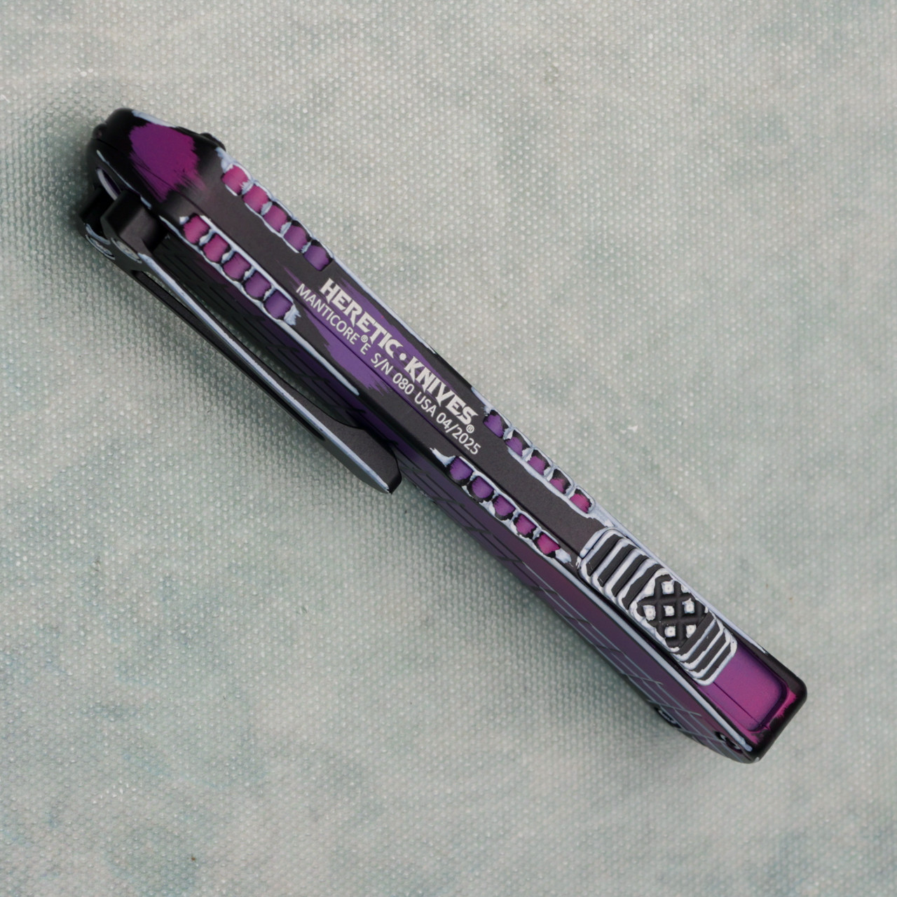 Heretic Knives Manticore E D/E Purple Cel Shade Grenade Grip