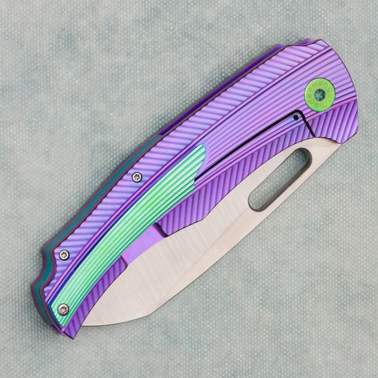 Rangermade Knife and Tool OBJ-1 Frame Lock Striped Purple Titanium