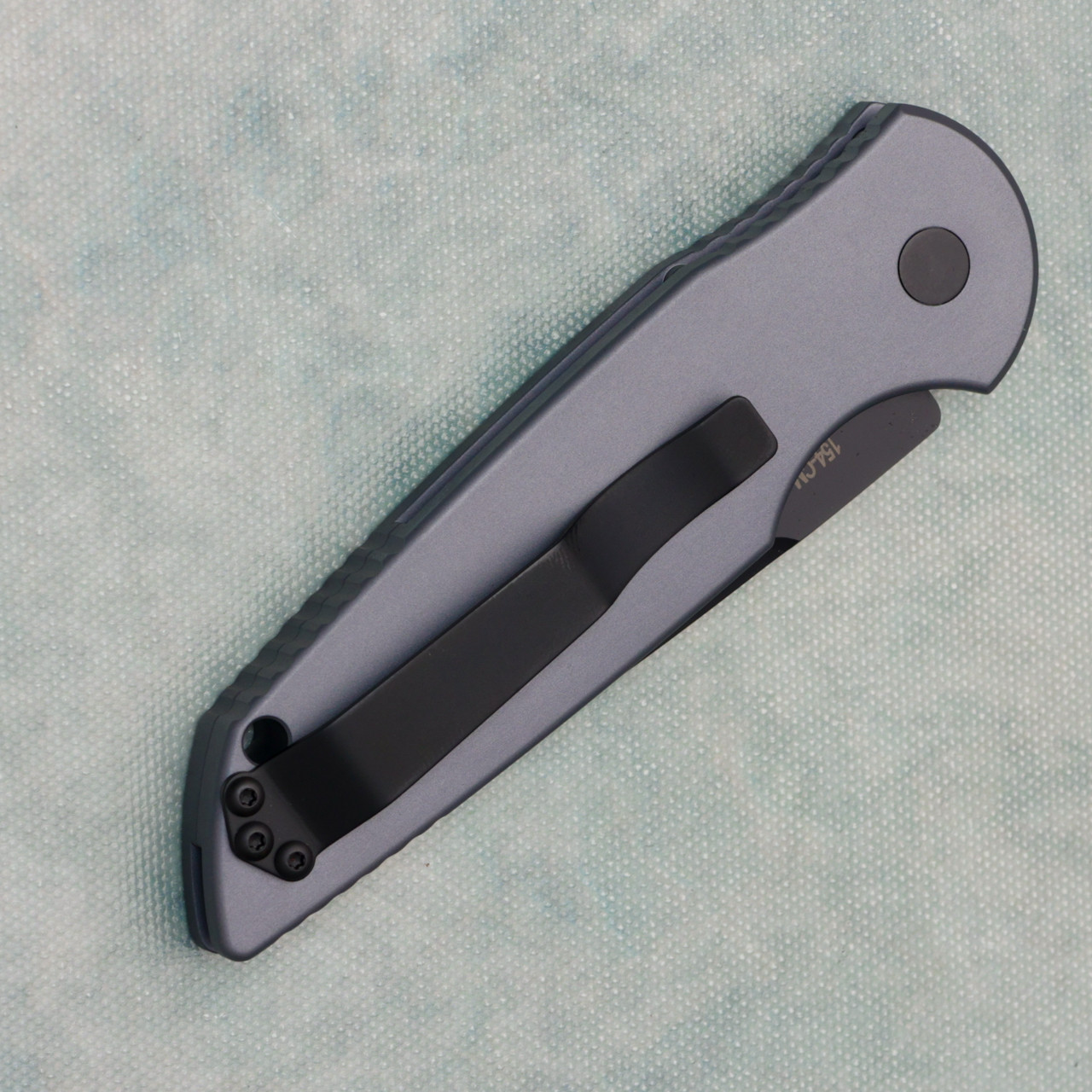 Pro-Tech TR-3 Grey Grooved Handle DLC Blade Pearl Button TR-3 GREY