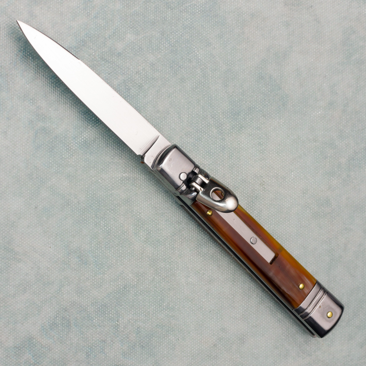 AKC Italian Slimline Leverletto Auto Horn Handle Satin Blade