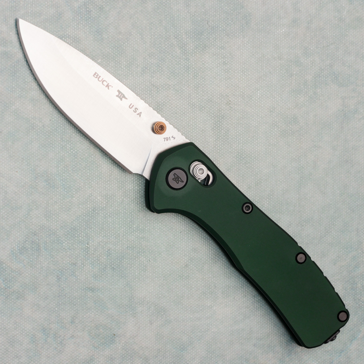 Buck 791 Range Elite Crossbar Lock Green Aluminum Handles Satin