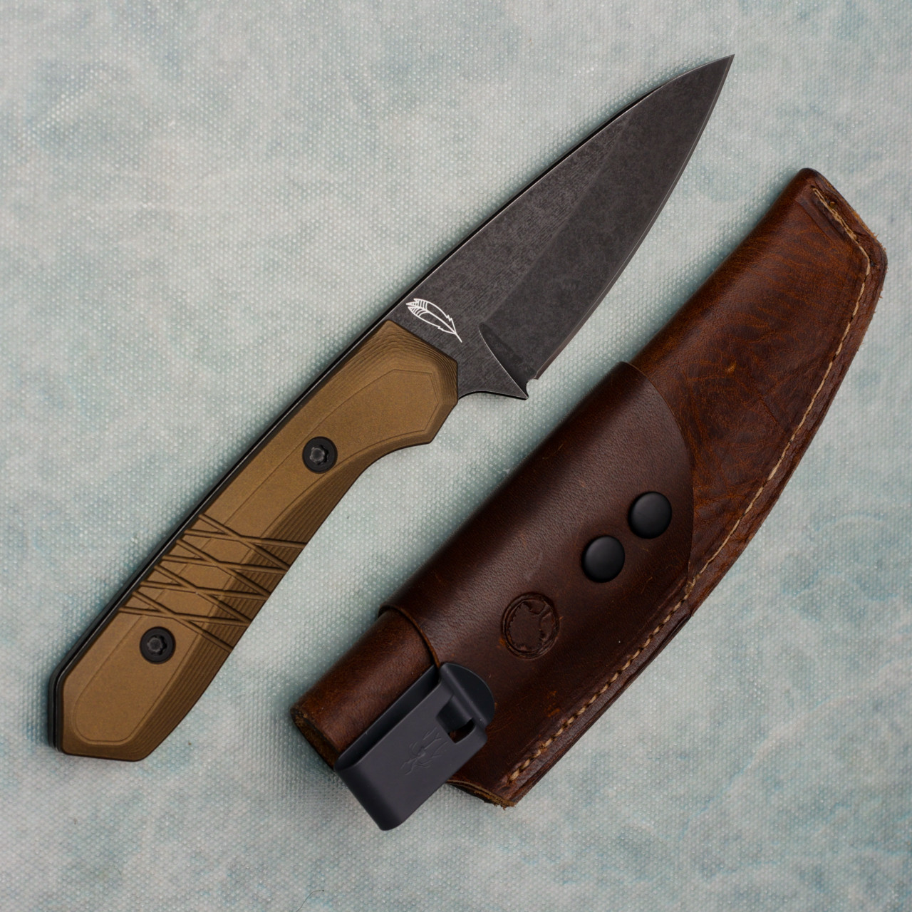 Lynch Northwest Sparrow Seven Fixed Blade Bronze Handle Black