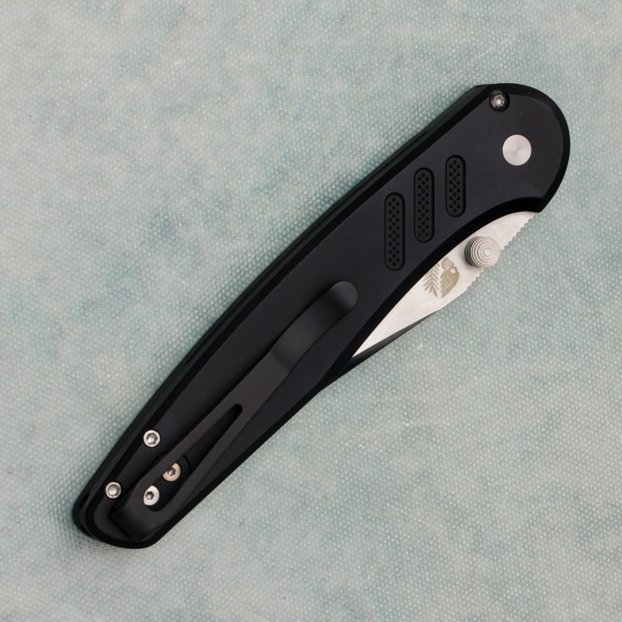 Pro-Tech Avalon Button Lock Knurled Black Handle Mike Irie Mirror