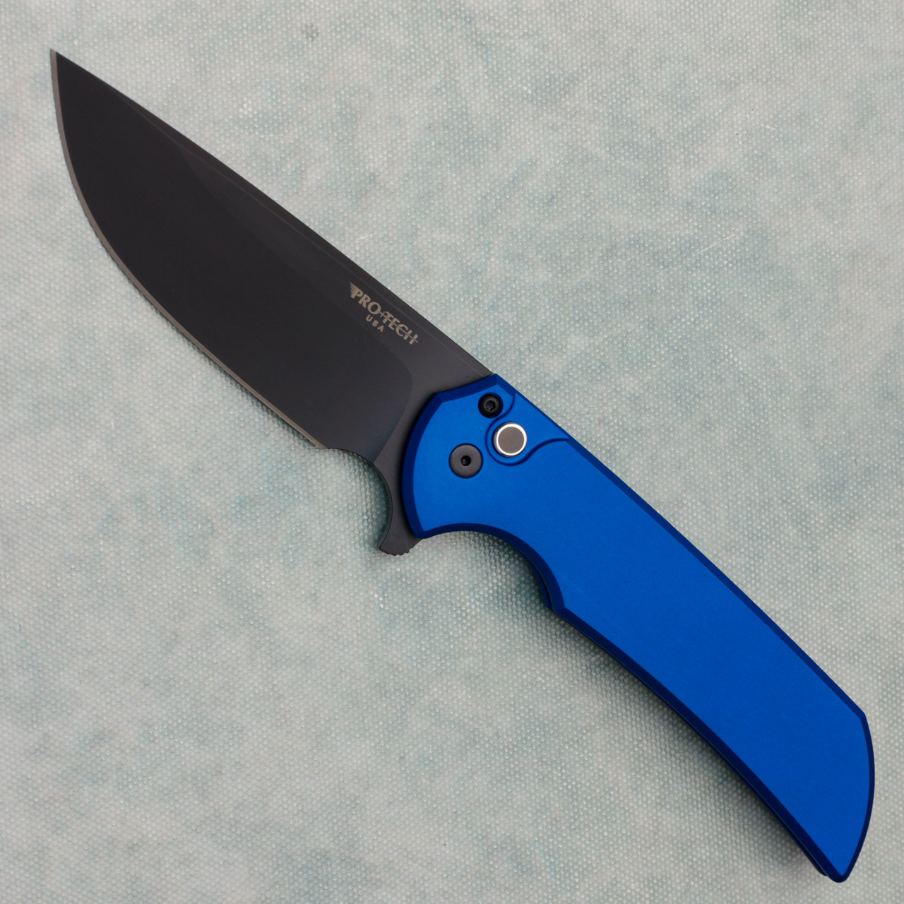 Pro-Tech Mordax Button Lock Flipper Solid Blue Handle DLC 20CV