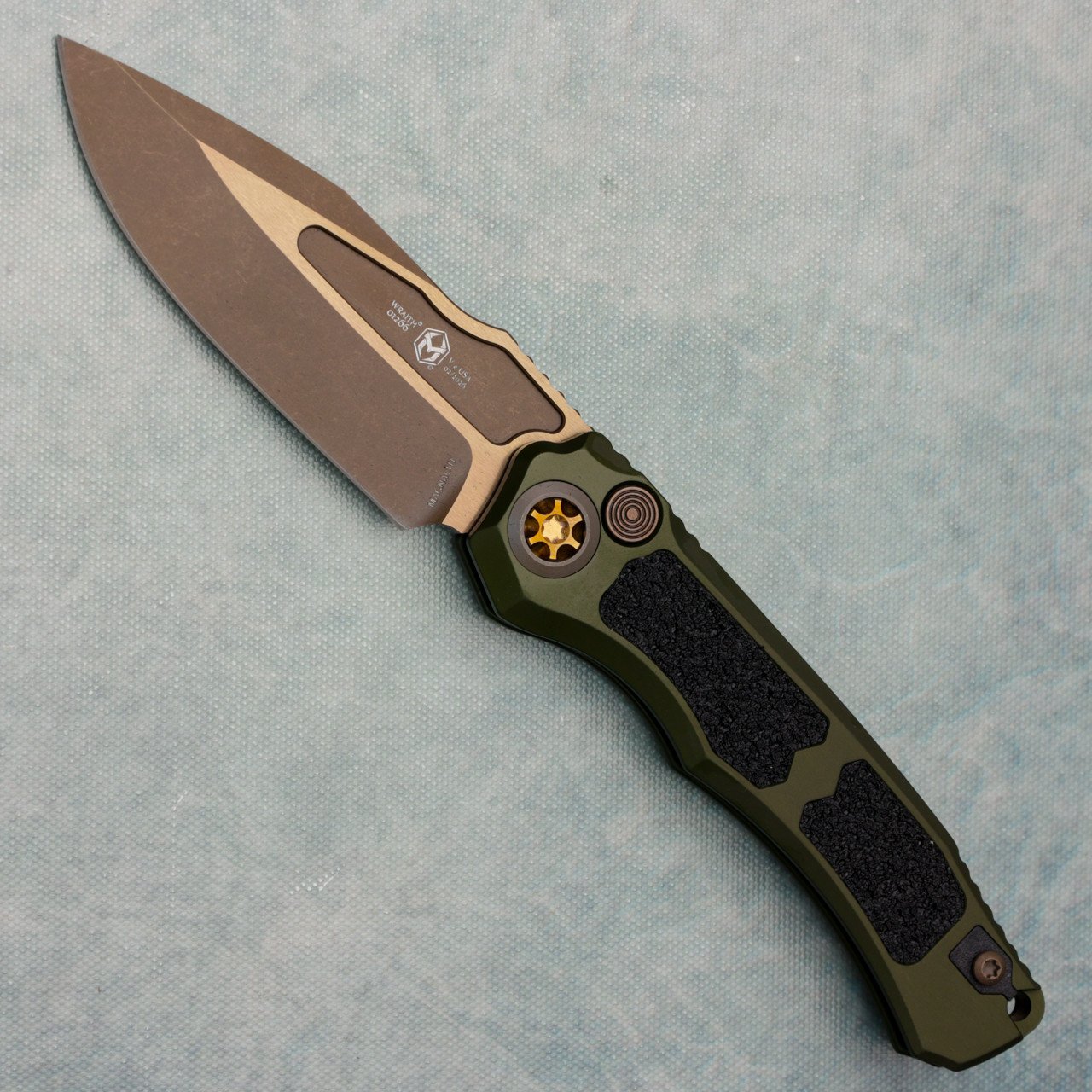 Heretic Knives Wraith V4 Auto Clip Point OD Green Handle w/ Black