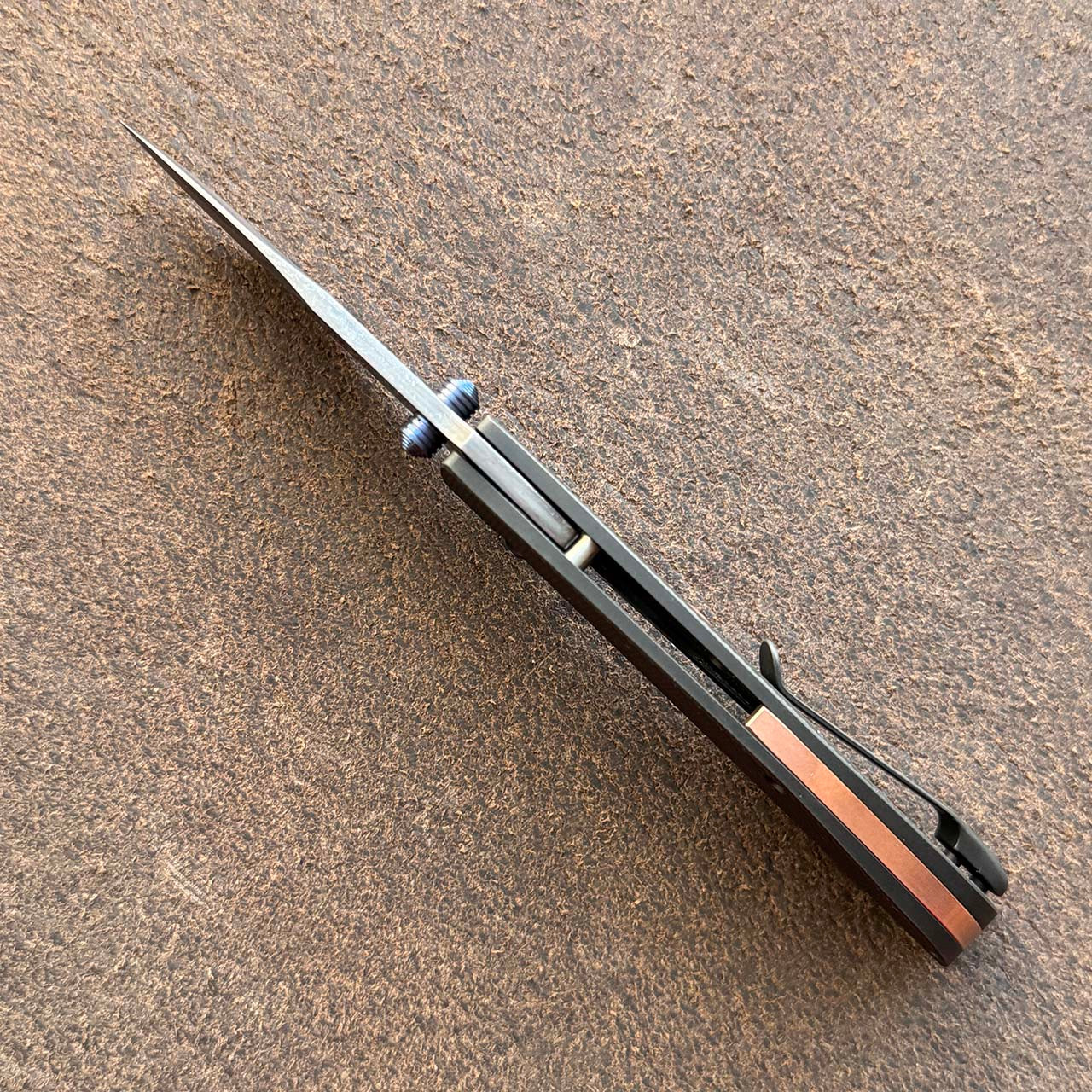 Krein Knives Custom Alpha Frame Lock Battle Blackened Checkered