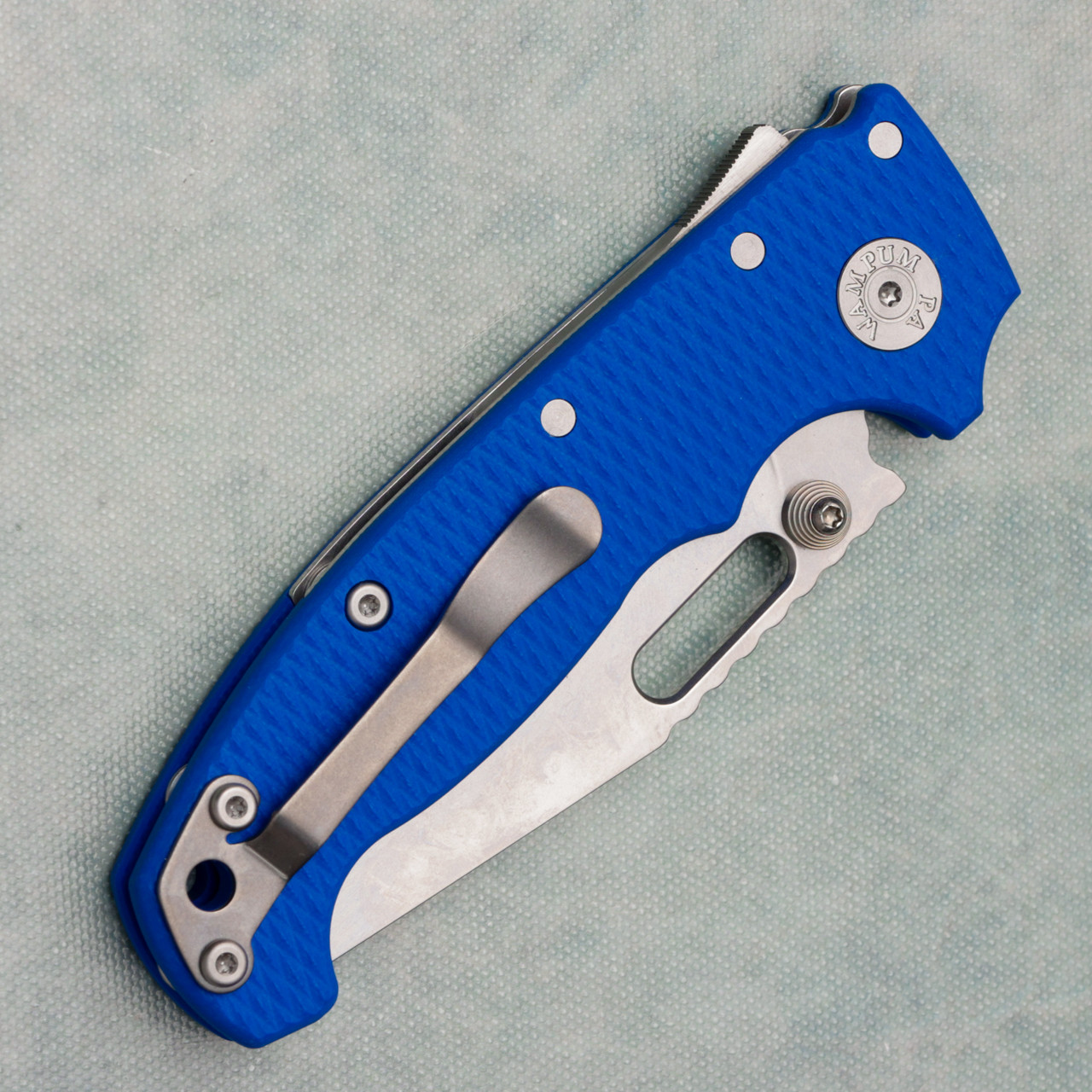 Demko MG AD20i Slim Shark Lock Blue G10 Handle Stonewash Clip