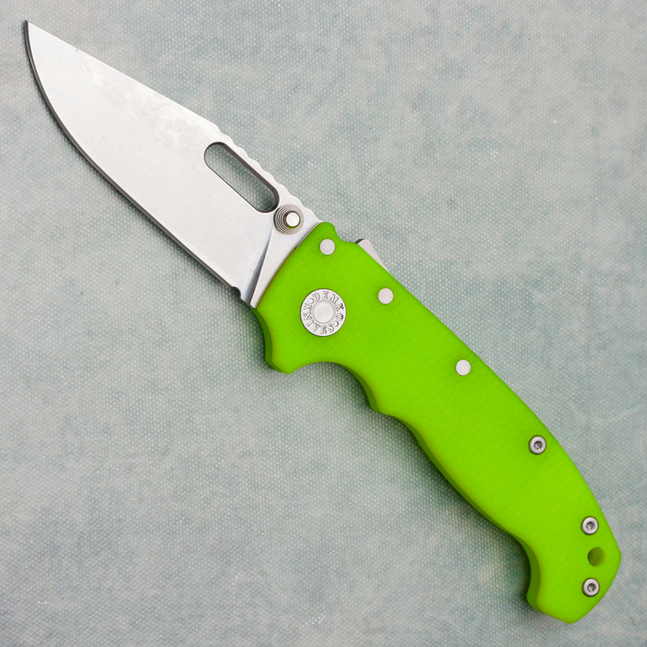 Demko MG AD20i Slim Shark Lock Dayglow G10 Handle Stonewash Clip