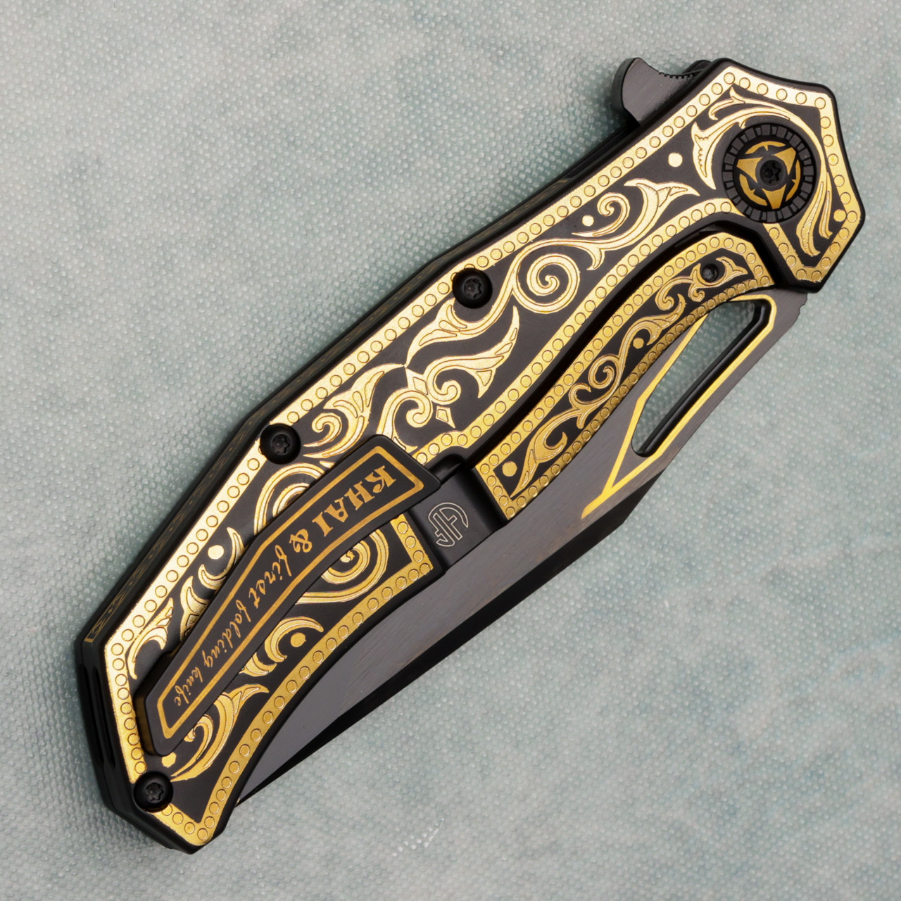 North Mountain Blade KHAI Gold Nocturne Frame Lock 24K Gold Plated