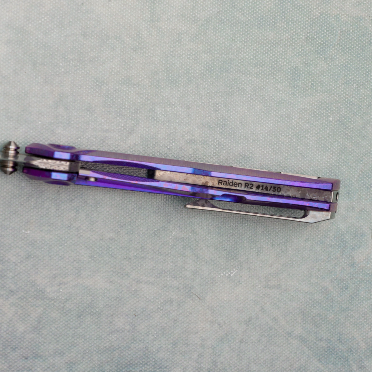 Null Knives Raiden R2 Aero Frame Lock Blurple Crystalized Titanium
