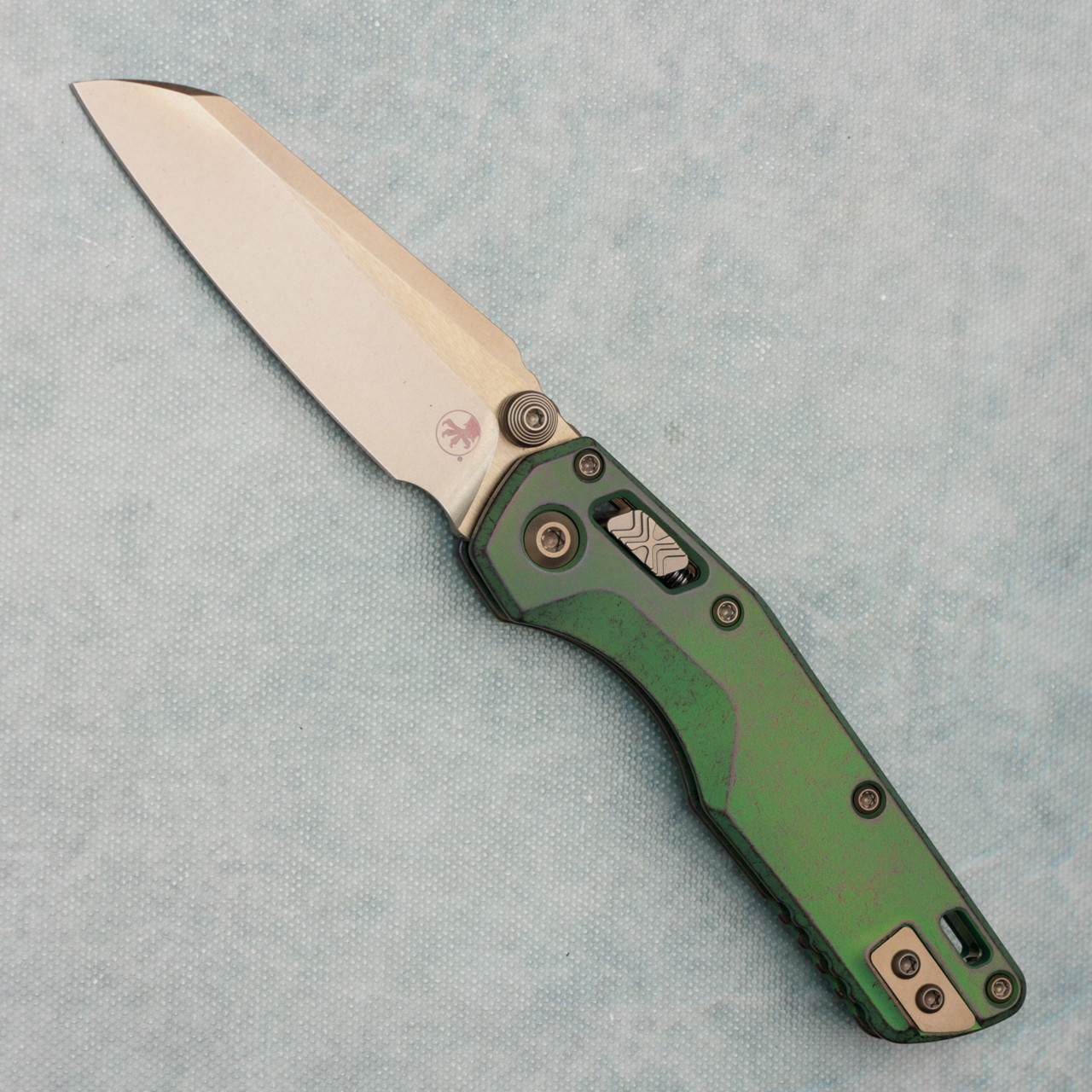 miです Microtech Marfione Select MSI Mini RAM-LOK Antique Green Titanium