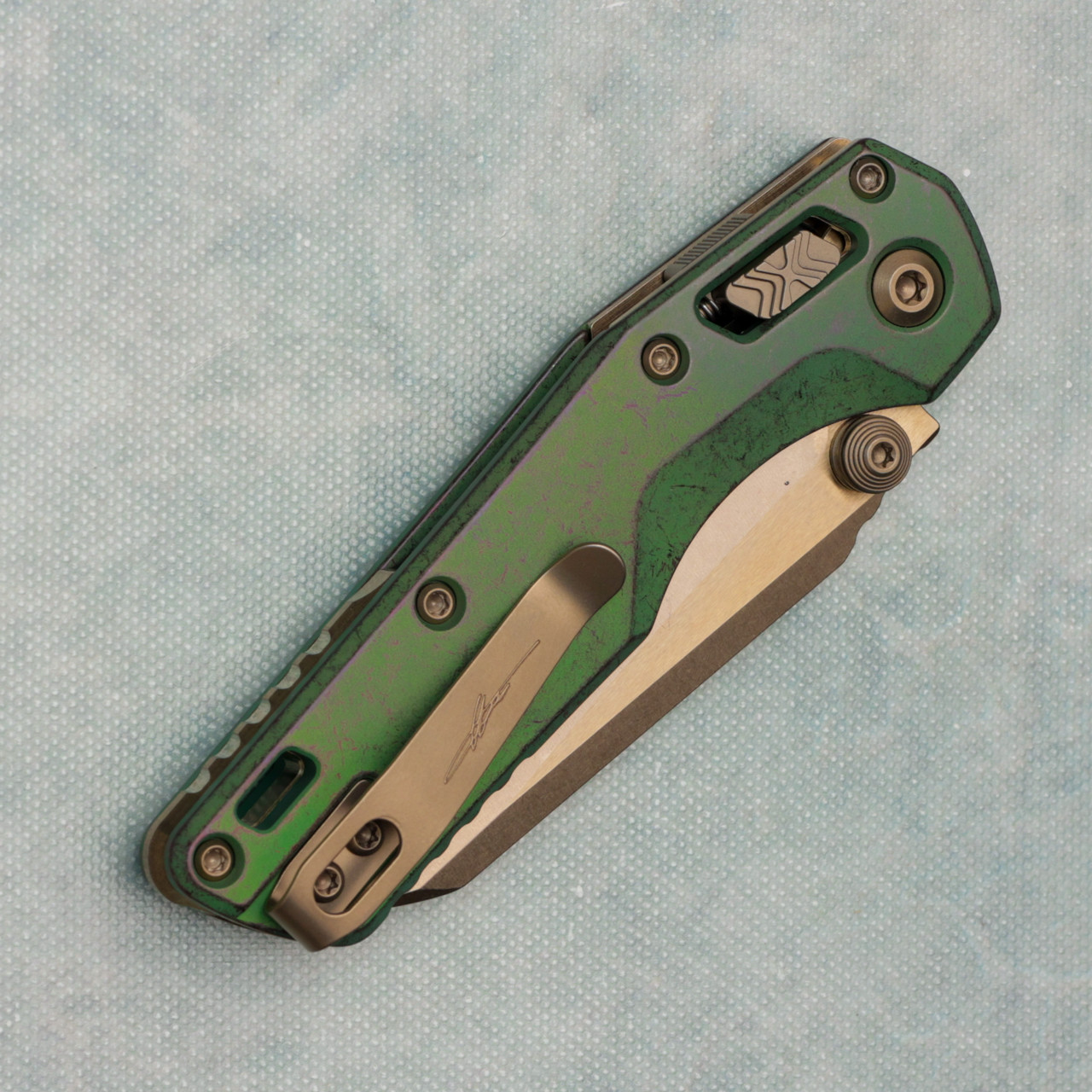 Microtech Marfione Select MSI Mini RAM-LOK Antique Green Titanium