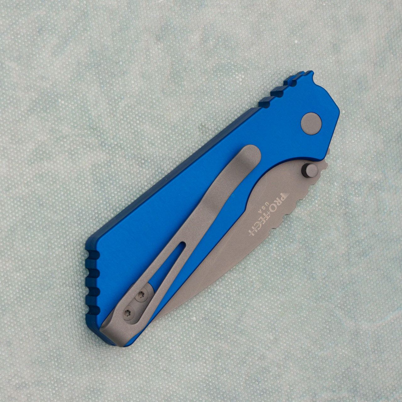 Pro-Tech Strider PT Auto Solid Blue Handle Bead Blast Blade 2301