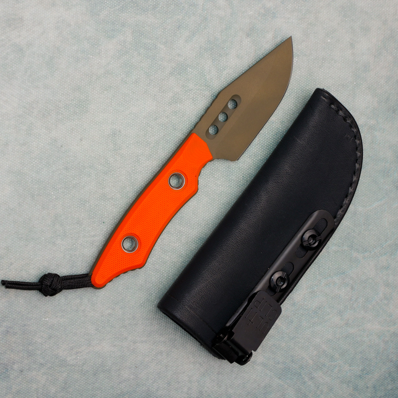 Heretic Knives Kobold Bowie Fixed Blade Orange G10 Handle OD Green