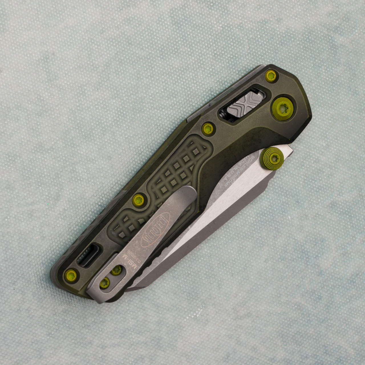 Microtech MSI Mini RAM-LOK Frag Distressed Grenade Green Aluminum