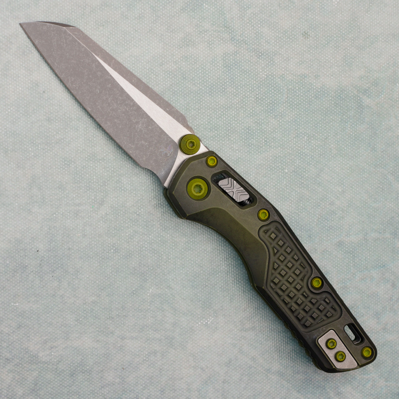 Microtech MSI Mini RAM-LOK Frag Distressed Grenade Green Aluminum