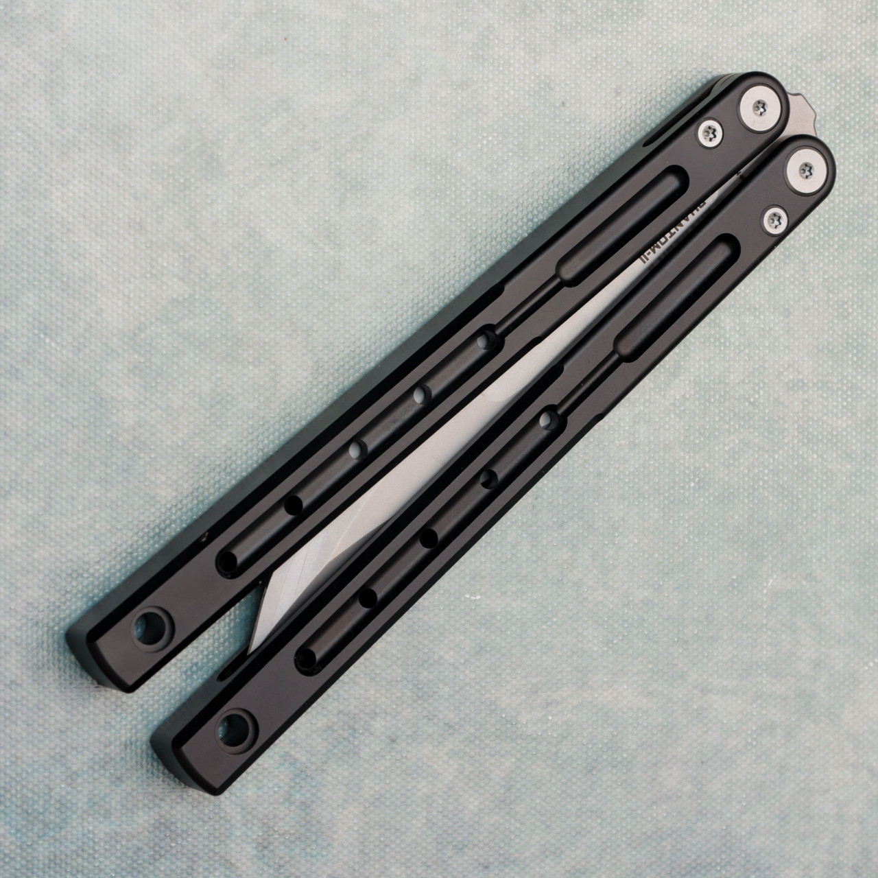 Maxace Phantom II Balisong Butterfly Knife Black Aluminum Handle