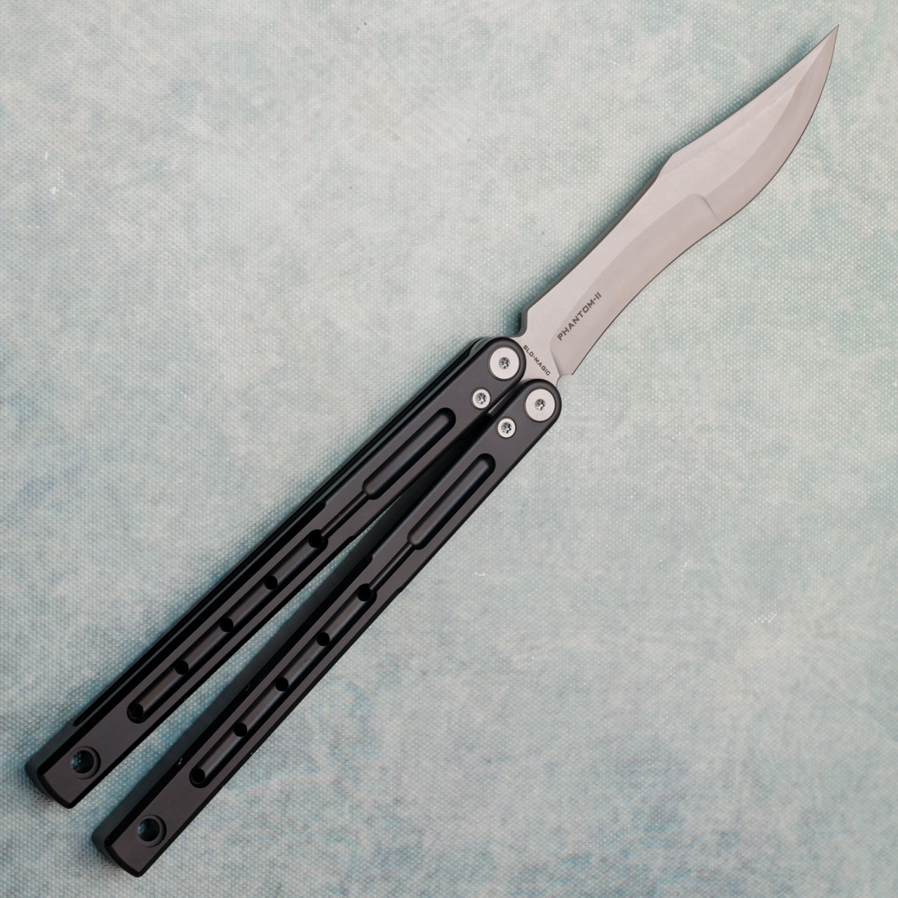 Maxace Phantom II Balisong Butterfly Knife Black Aluminum Handle
