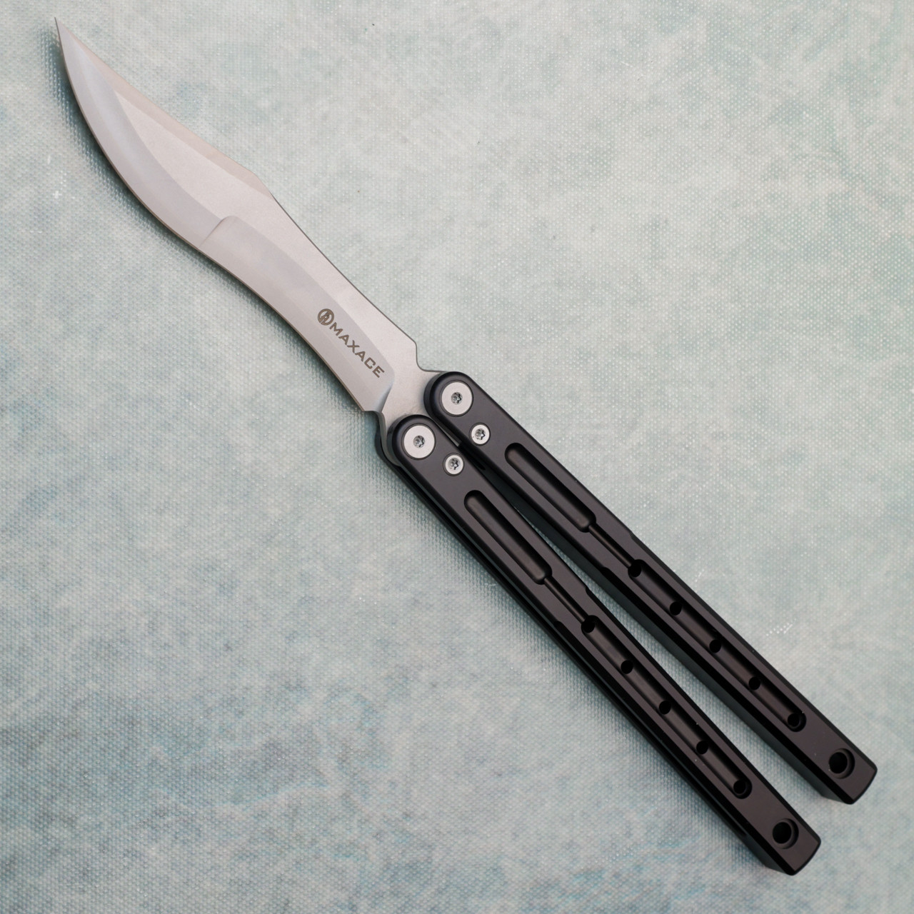 Maxace Phantom II Balisong Butterfly Knife Black Aluminum Handle