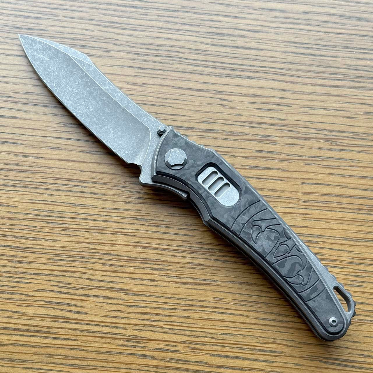 G&G Hawk Talon Auto Titanium Handle w/ Black Ops Marble Carbon