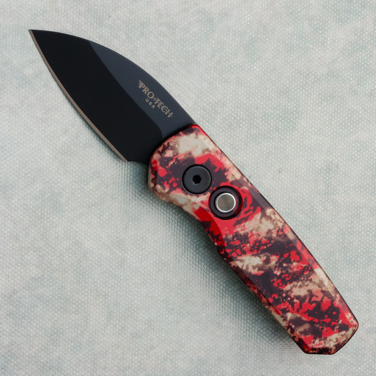 Pro-Tech Runt 5 Wharncliffe Crimson Tiger Camo Handle DLC Magnacut