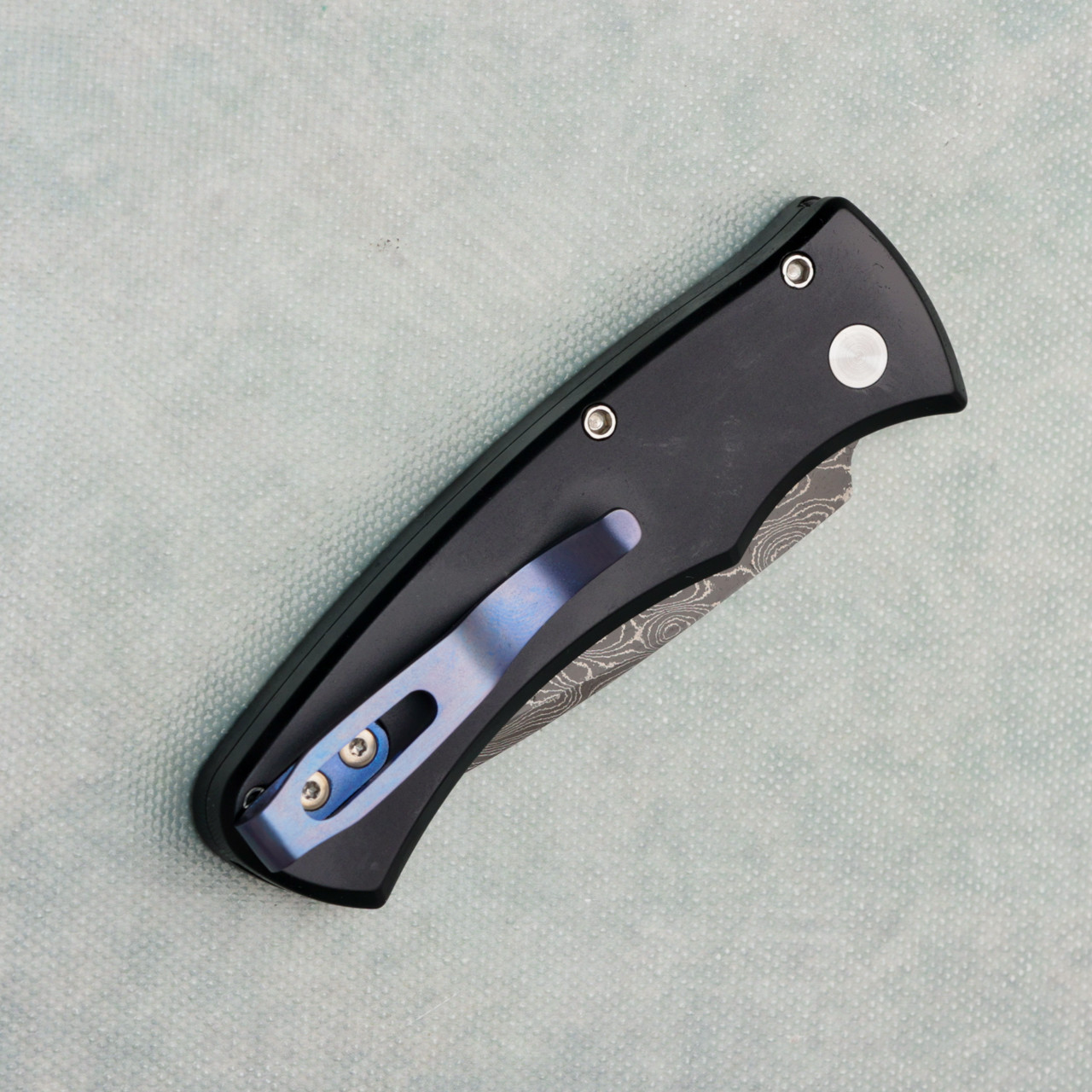 Pro-Tech Duke 2 Auto Black Aluminum Handles w/ Mosaic Abalone