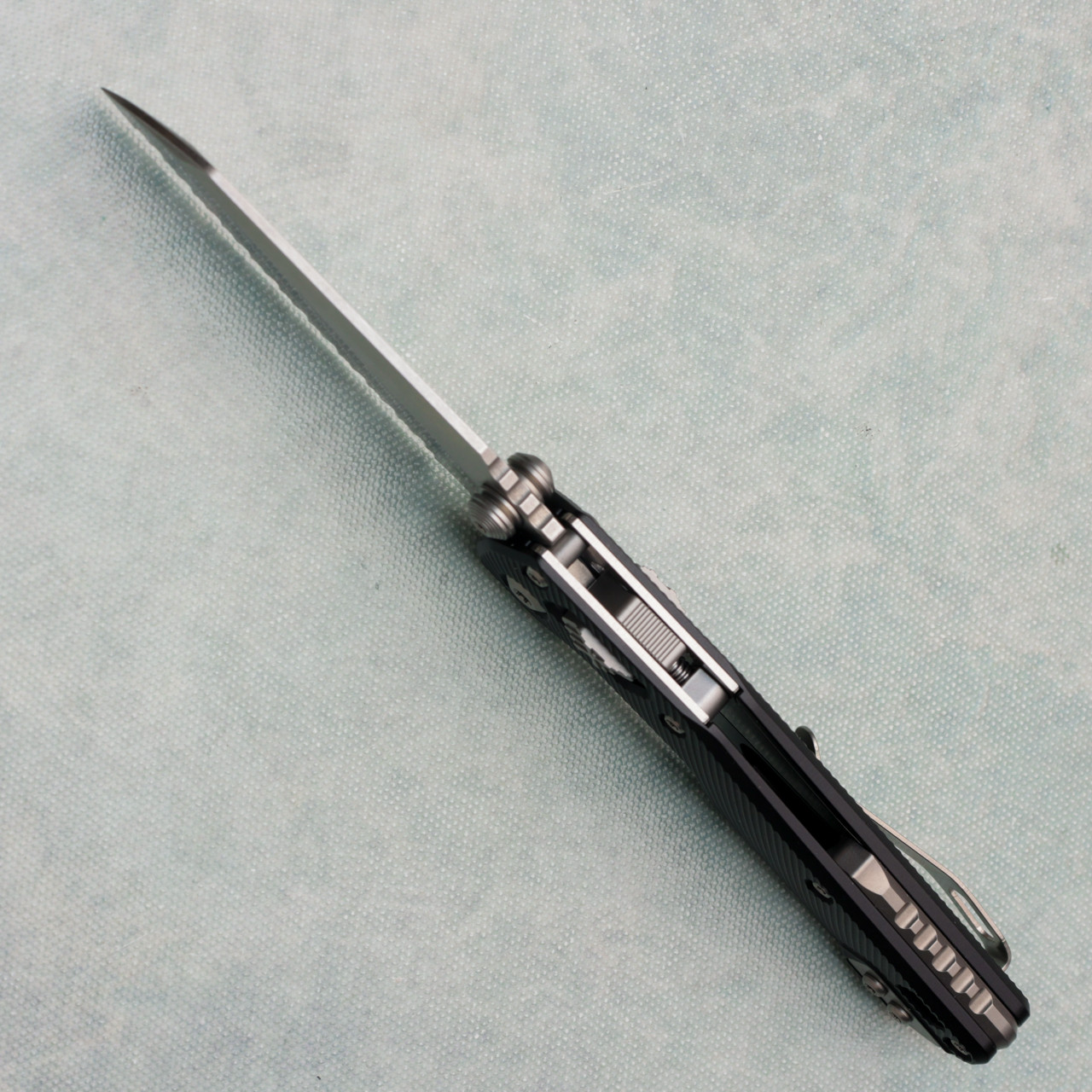 Microtech MSI Mini RAM-LOK Fluted Black Aluminum Handle Stonewash