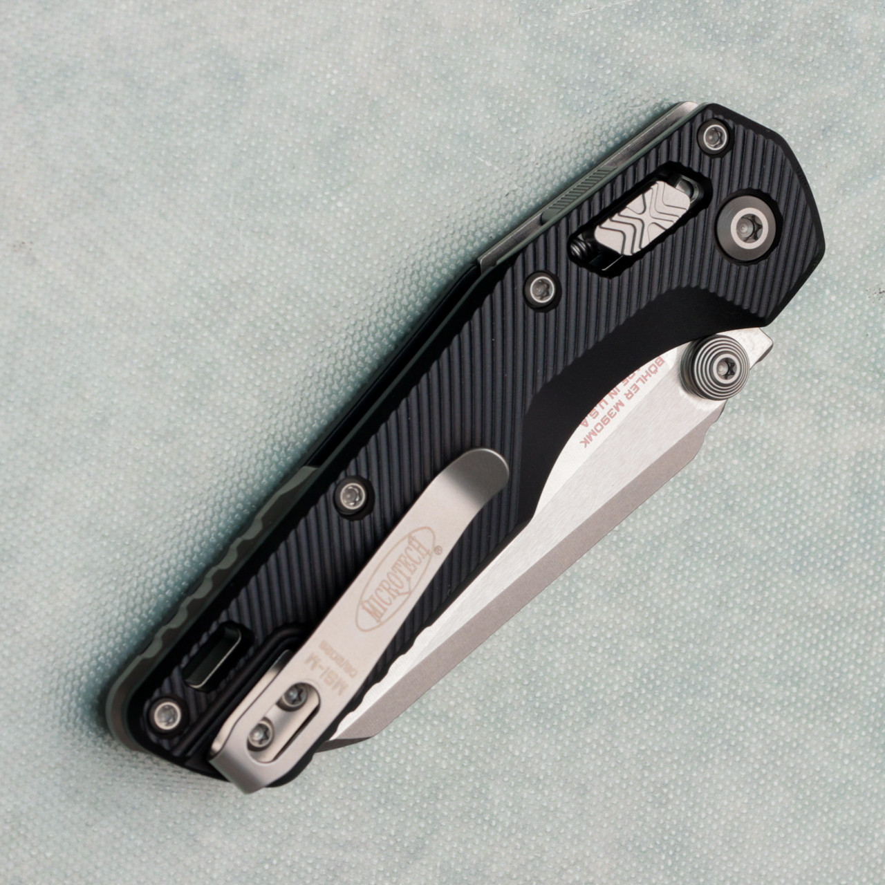 Microtech MSI Mini RAM-LOK Fluted Black Aluminum Handle Stonewash