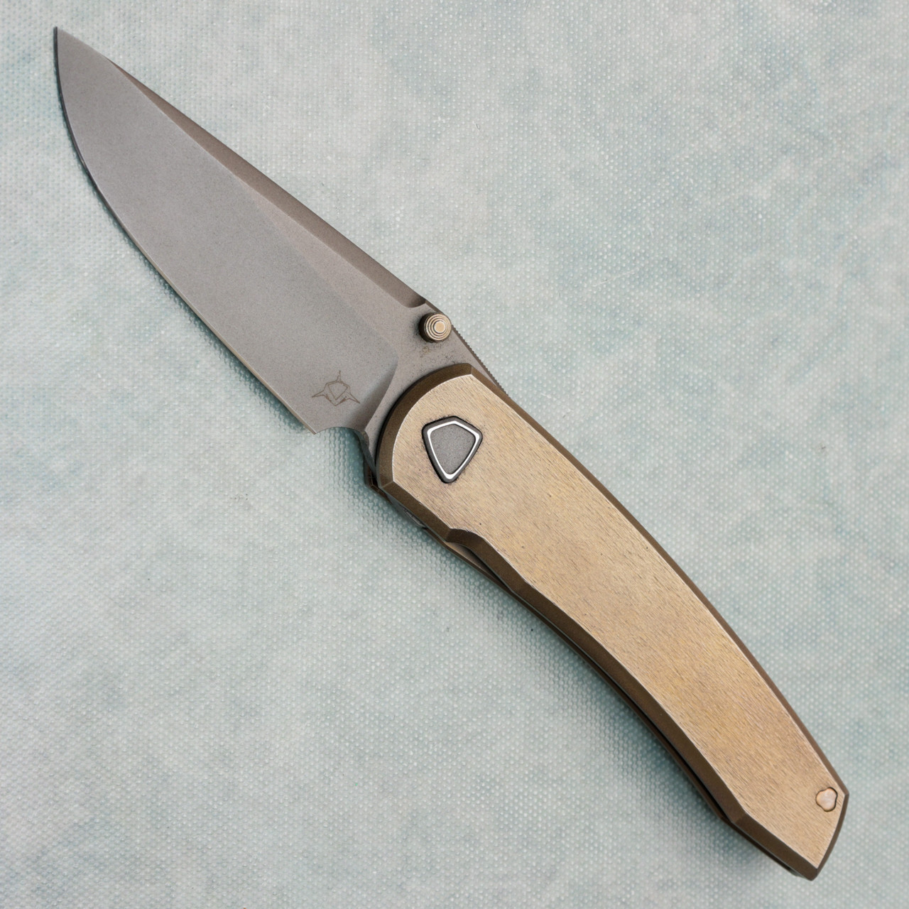 Sharknivco Custom Waka Frame Lock Heat Ano Bronze Barked Titanium