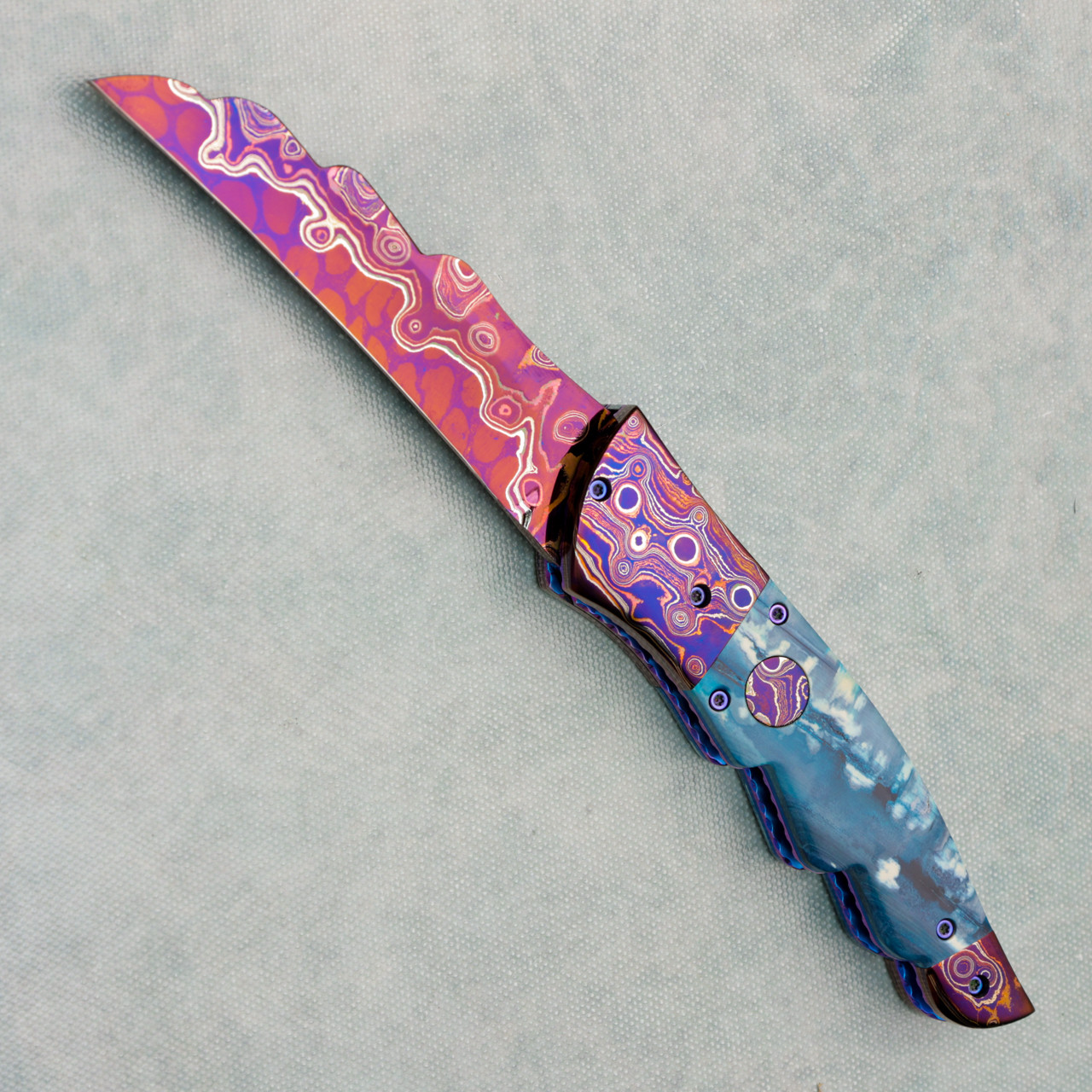 Rainy Vallotton Custom Angel Wing Dual Action Blue Mammoth Ivory