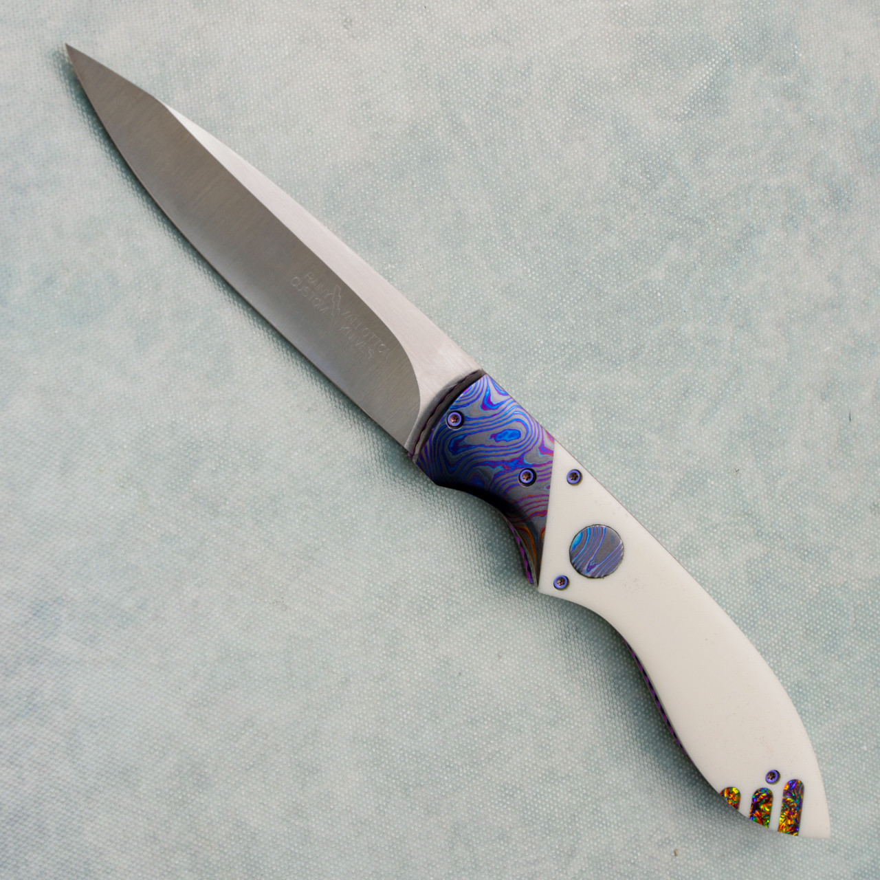 Rainy Vallotton Custom Wasp Dual Action White Linen Micarta
