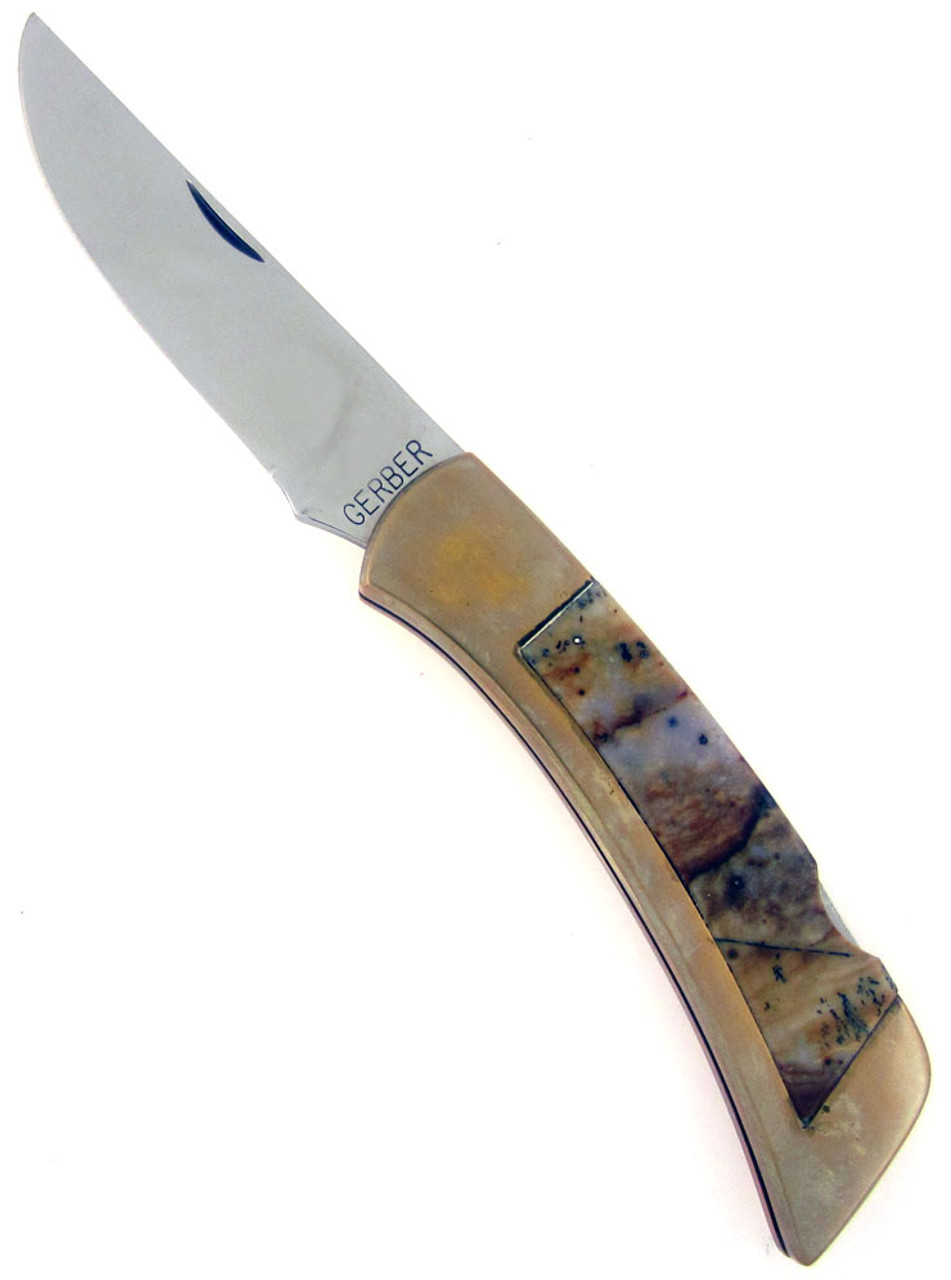 Gerber Folding Sportsman I Large Genuine Agate Stone | American