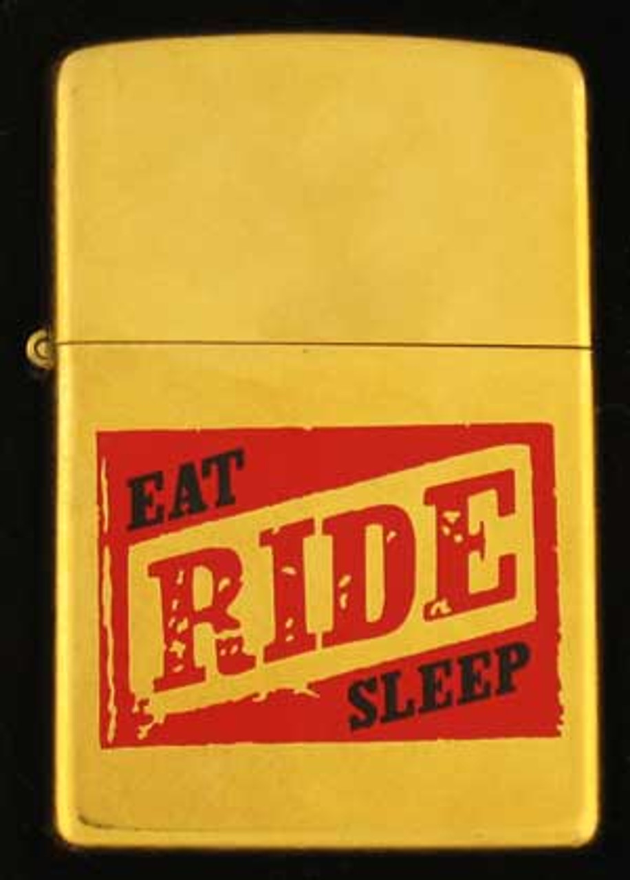 Zippo Lighter Brass Eat-Ride-Sleep | American Edge Knives