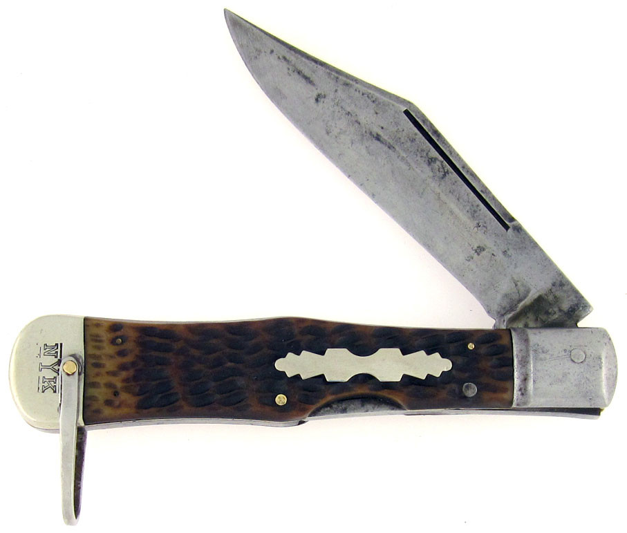 New York Knife Co. Hammer Brand Antique Coke Bottle Lock Back Hunter