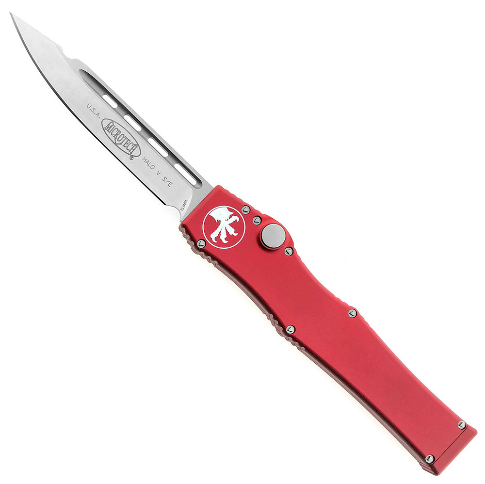 Microtech Halo V S/E Red Stonewash Standard 151-10RD | American