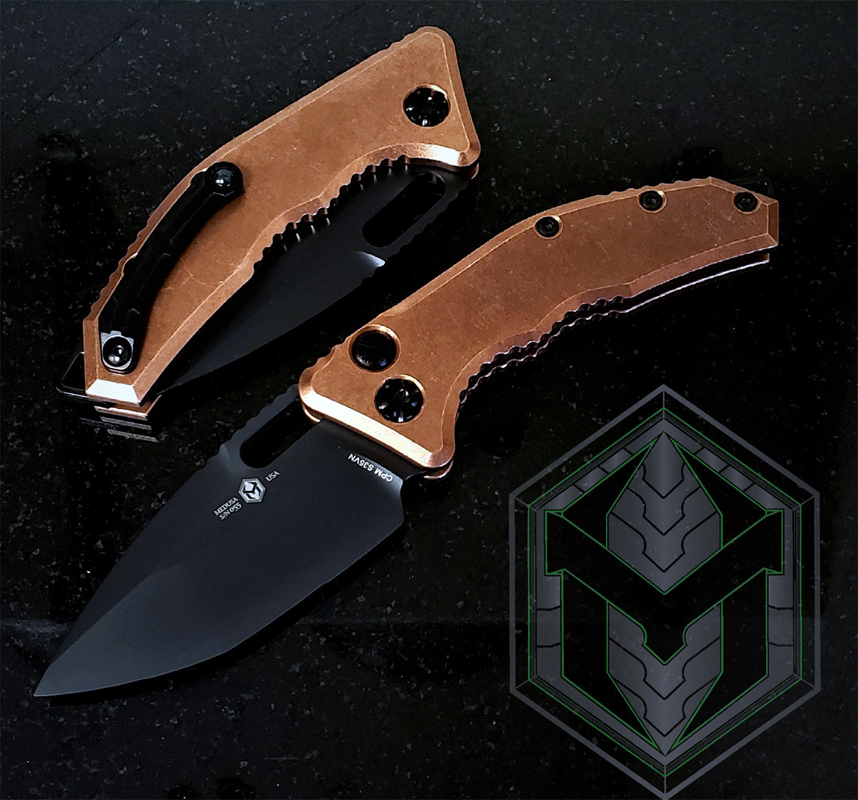 Heretic Knives Medusa Auto Tanto Copper Handle DLC Blade H011-6A
