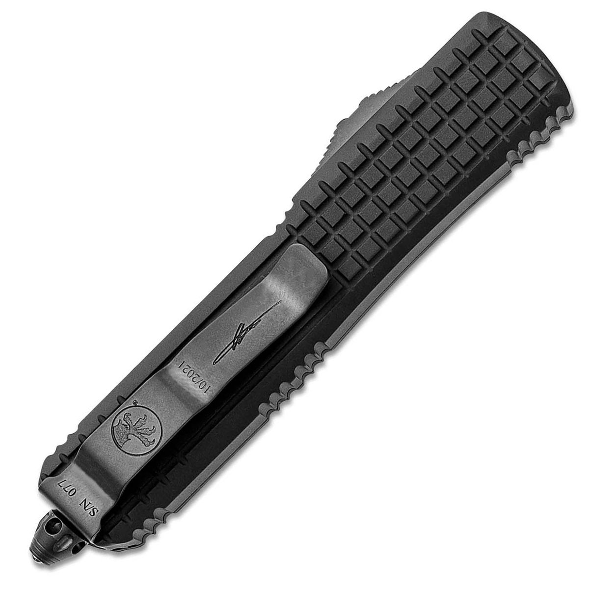 Microtech Ultratech D/E Delta Frag Shadow Fluted DLC Full Serrated DLC ...