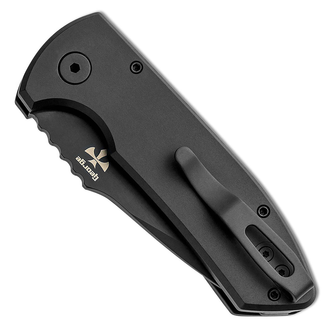 Pro-Tech Les George SBR Left Handed Solid Black Handle DLC Blade