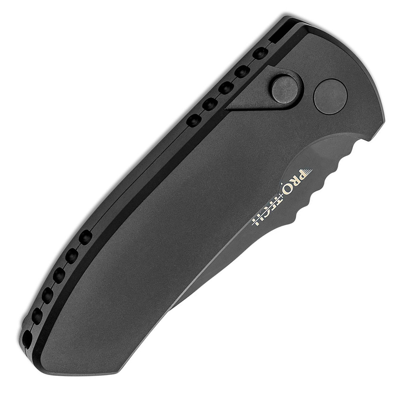 Pro-Tech Les George SBR Left Handed Solid Black Handle DLC Blade