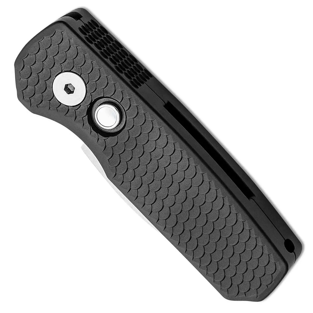 ProTech Runt 5 Wharncliffe Dragon Scale Textured Black Handle