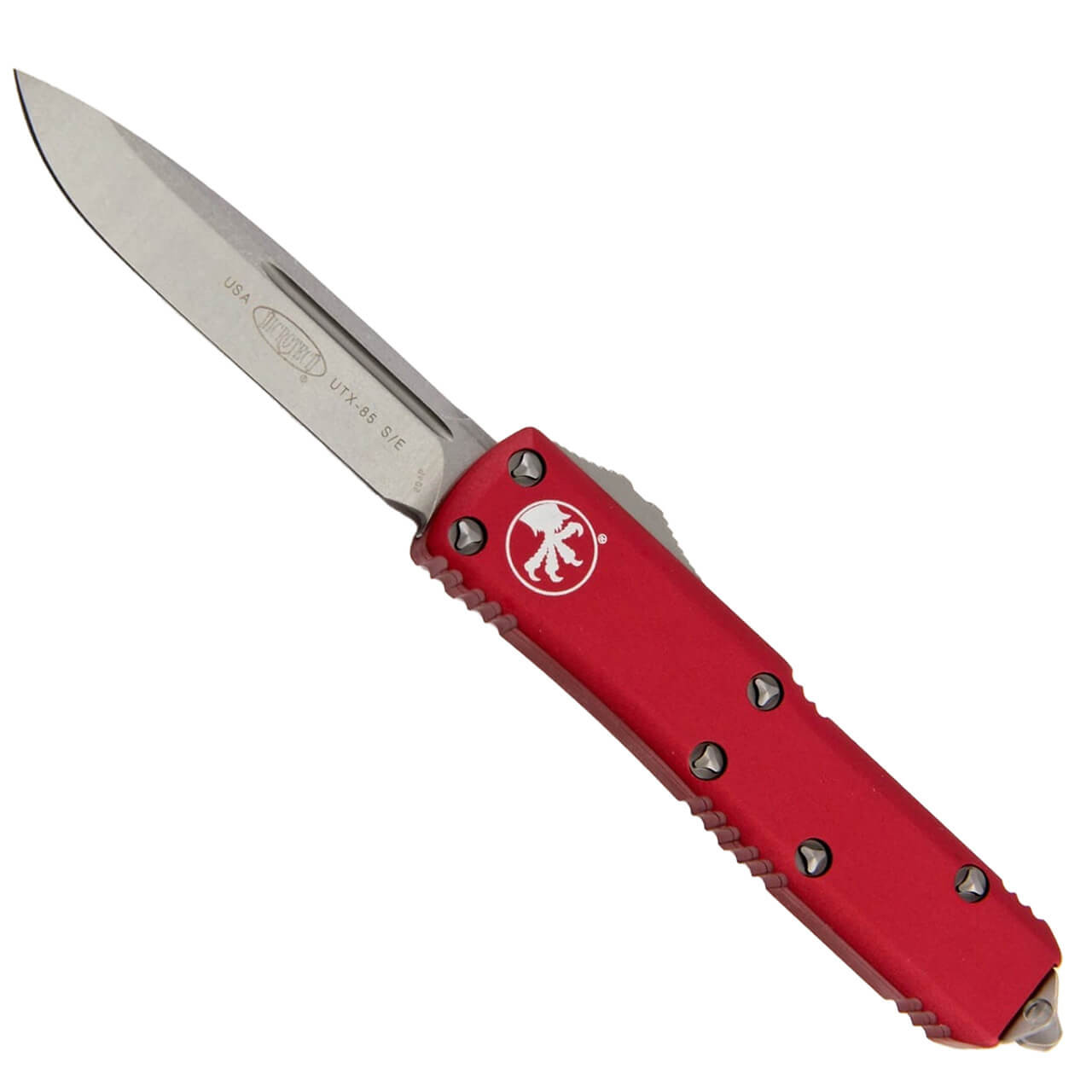 Microtech UTX-85 S/E Red Stonewash Standard 231-10RD | American