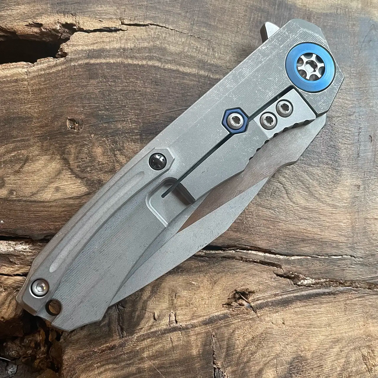 Heretic Knives Wraith V3 Manual S/E Battleworn Titanium Handle w/ Frag ...