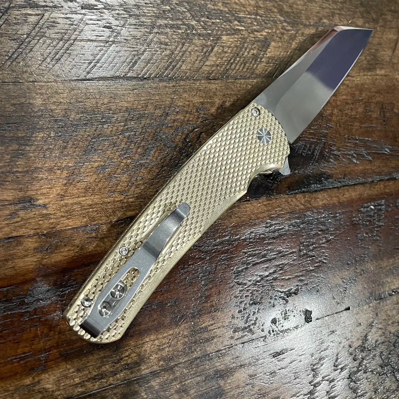 Pro-Tech Malibu Button Lock Flipper Reverse Tanto Textured Bronze