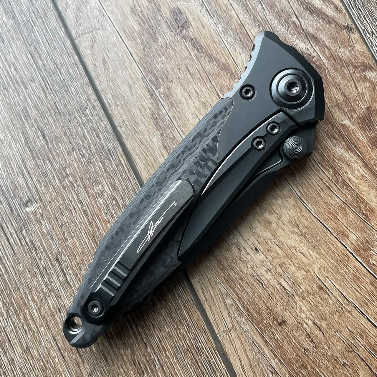 Microtech Socom Bravo T/E DLC Titanium Handle w/ Carbon Fiber