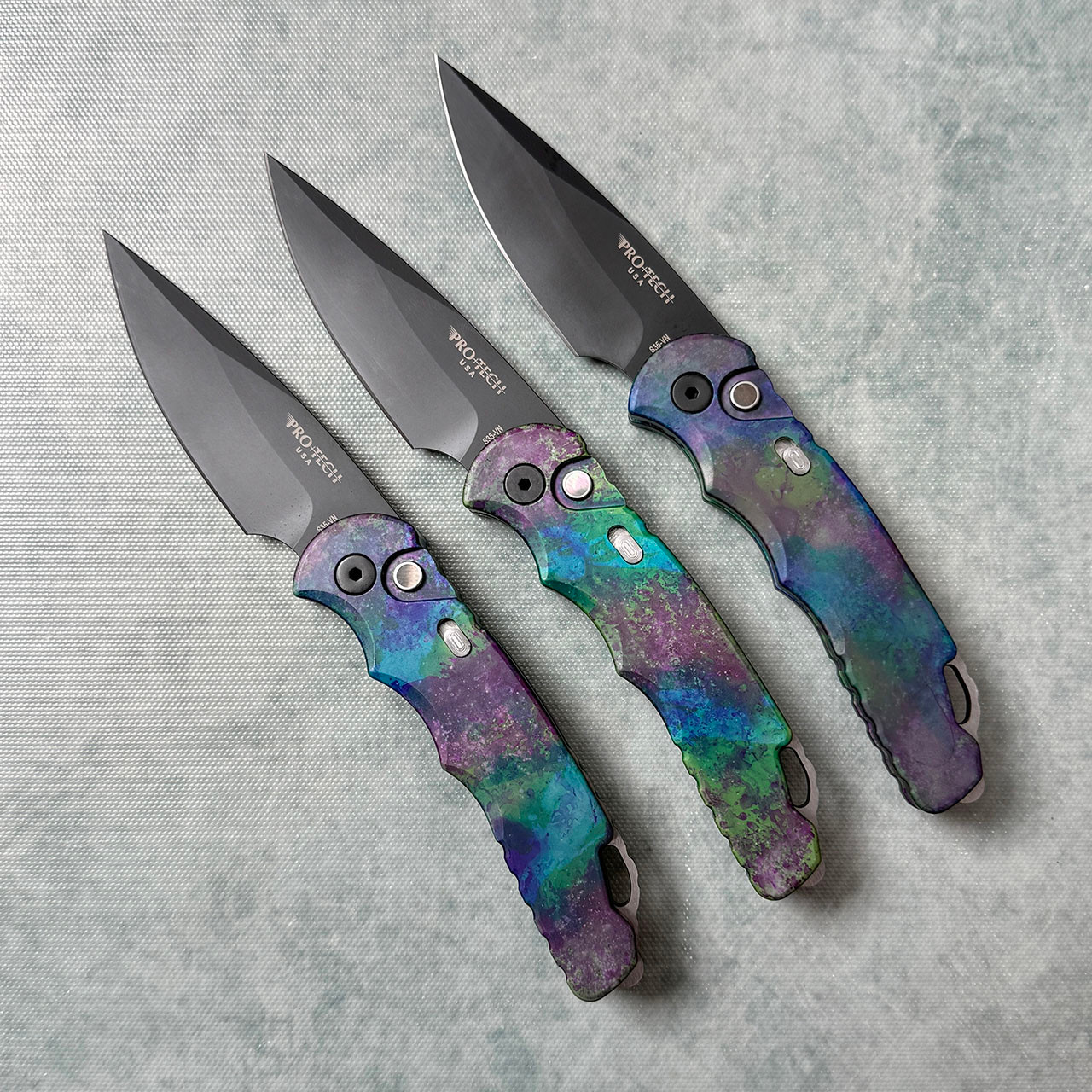 Pro-Tech TR-5 Auto Solid Northern Lights Anodized Handle DLC Blade