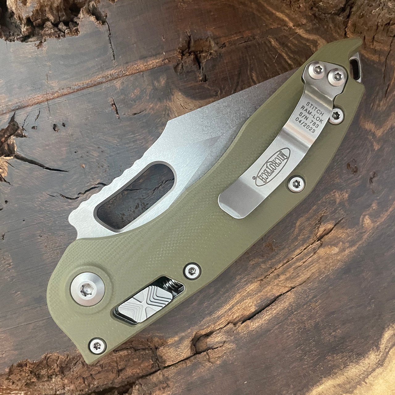 Microtech Borka Stitch RAM-LOK S/E OD Green Stonewash Serrated