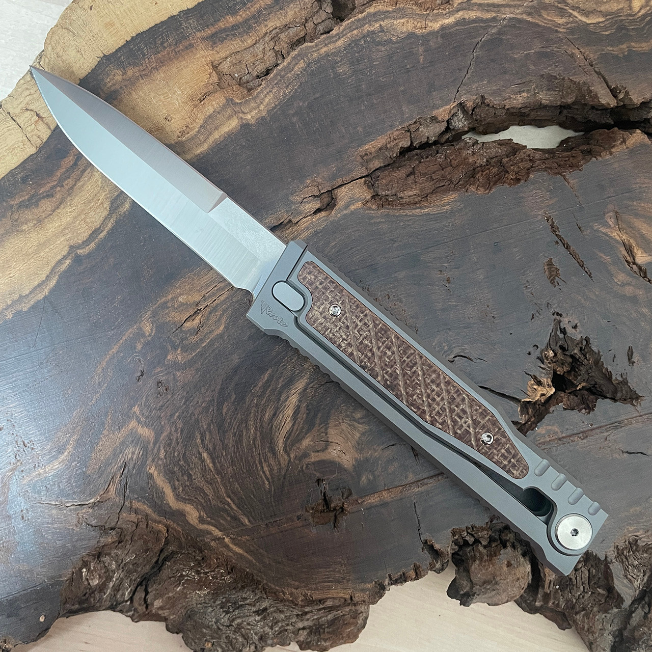 Reate EXO D/E Bayonet Gravity Knife Titanium Handle w/ Burlap