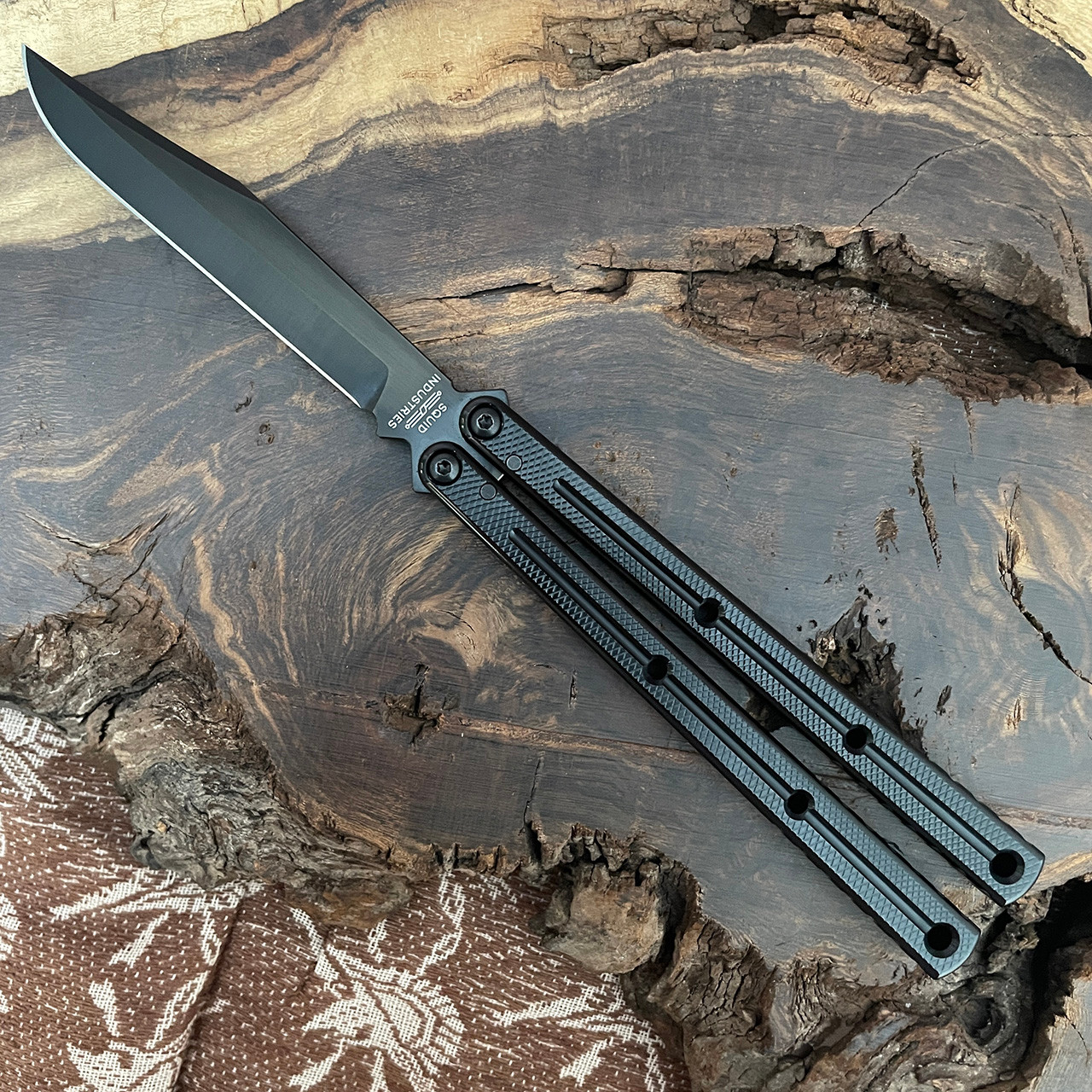 Squid Industries Krake Raken V3 Balisong Bowie Inked Black