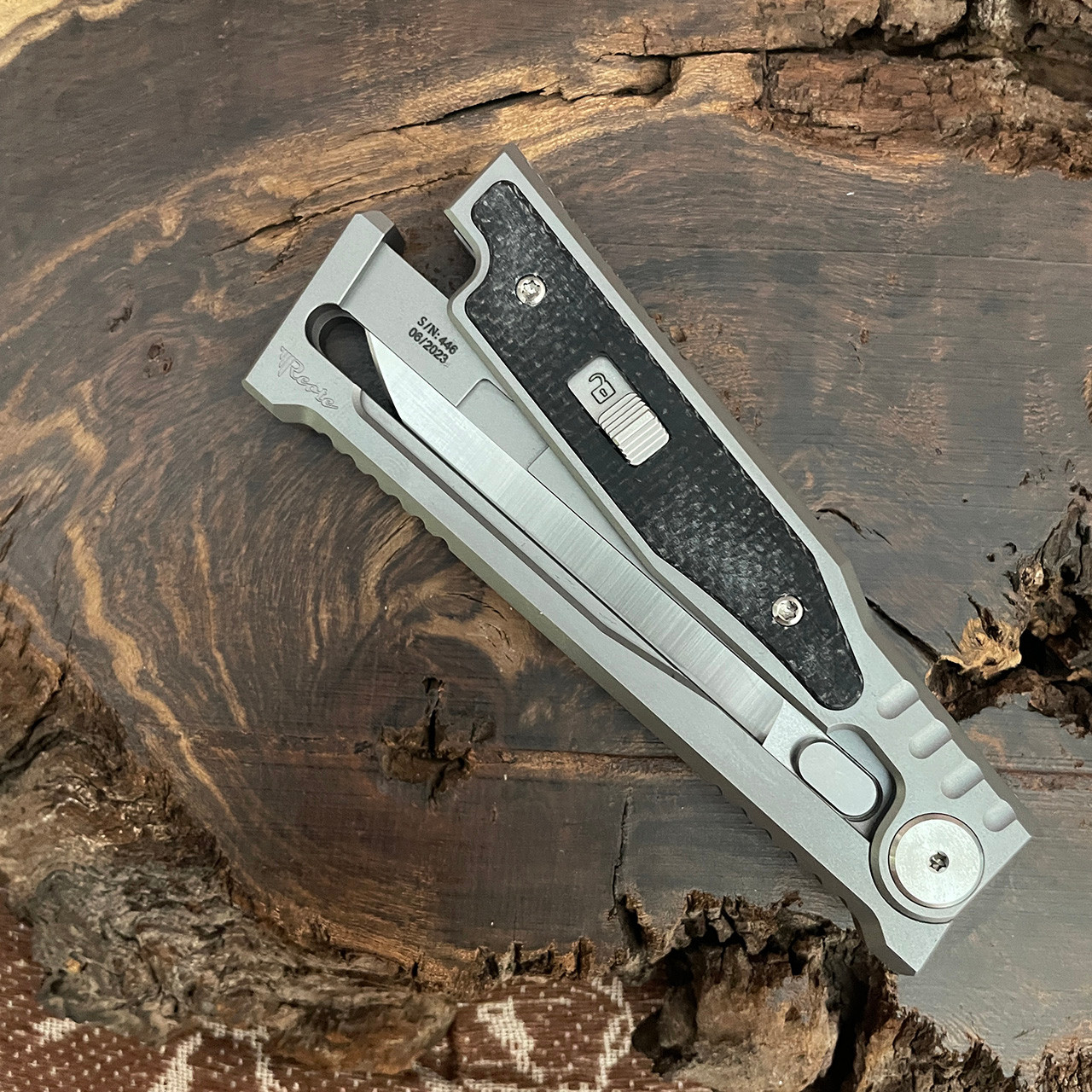 Reate EXO M S/E Gravity Knife Titanium Handle w/ Black Micarta